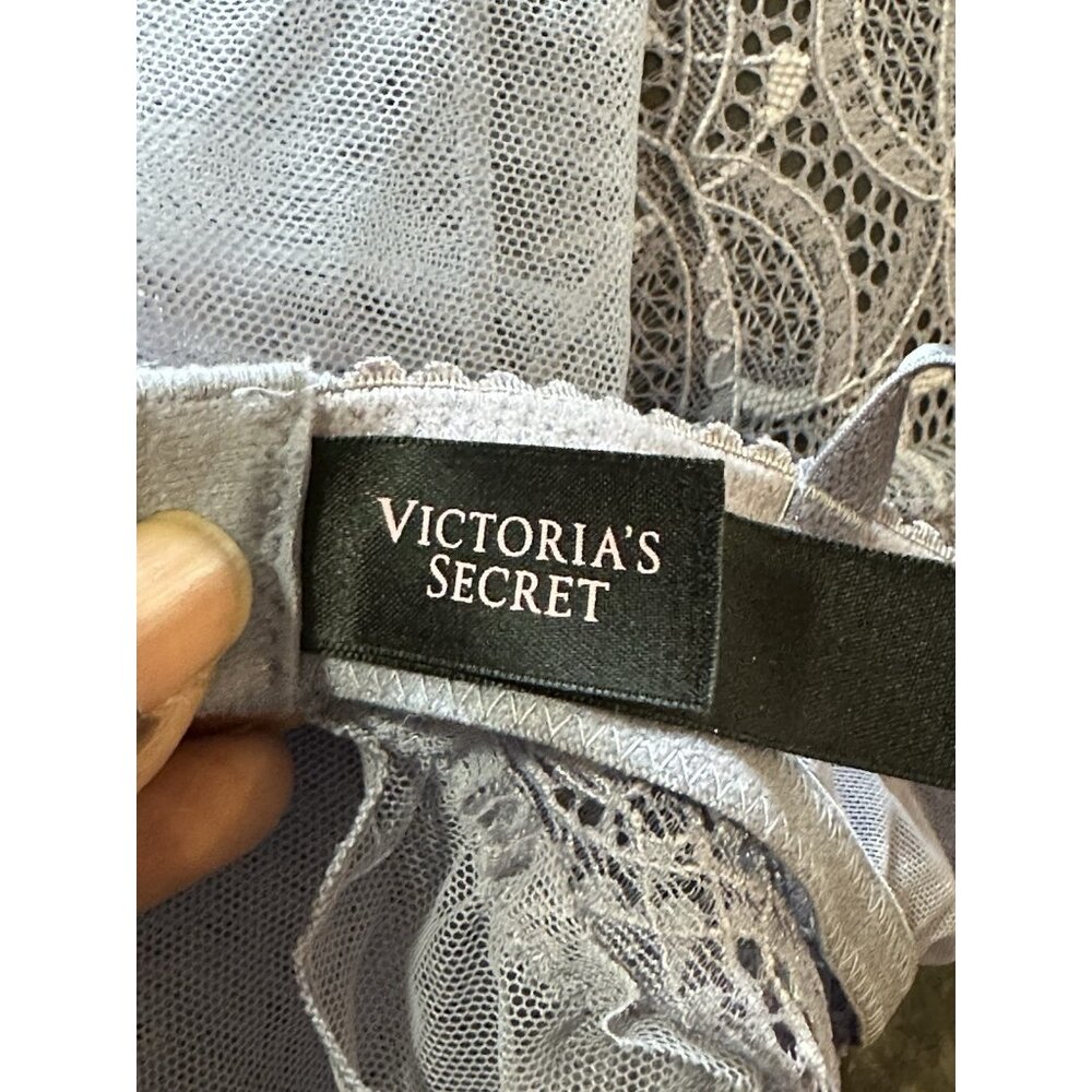 Victoria’s Secret Lace Lingerie Babydoll Top Padded Open Back Sheer Lilac 36C - Picture 8 of 13